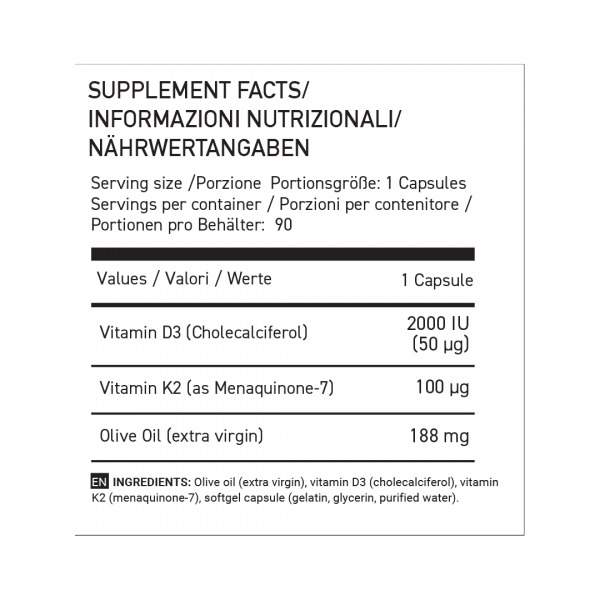 VITAMIN D3 + K2 (MK-7) PRO / 90 SOFTGEL CAPSULE
