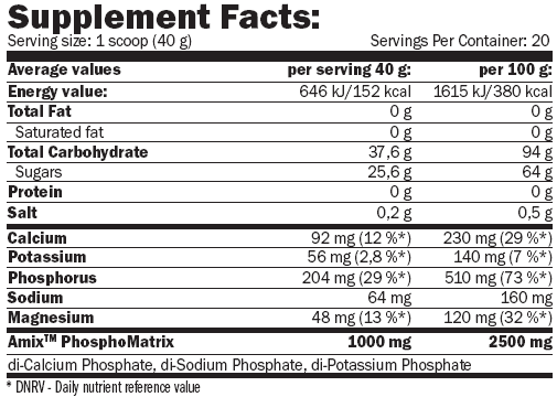 Sastav Amix Iso-Lyn Isotonic Drink 800 g Orange